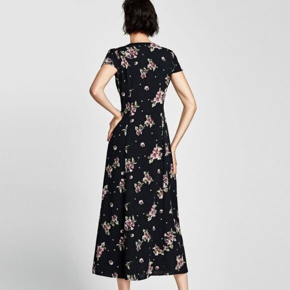Zara Black Floral Maxi Dress - Picture 5 of 14